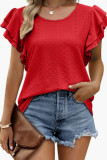Hollow Out Pattern Tiered Sleeves Top
