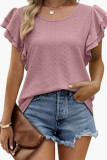 Hollow Out Pattern Tiered Sleeves Top