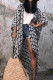 Front Open Leaf Printing Beach Cover Up