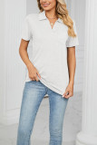 Plain Split Collar Pocket Jersey Top