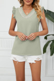 V Neck Lace Tape Flatter Sleeves Top