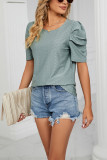 Hollow Out Texture Smock Sleeves Top