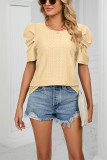Hollow Out Texture Smock Sleeves Top