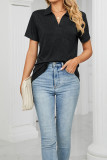 Plain Split Collar Pocket Jersey Top