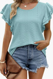 Hollow Out Pattern Tiered Sleeves Top