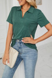Plain Split Collar Pocket Jersey Top