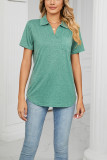 Plain Split Collar Pocket Jersey Top