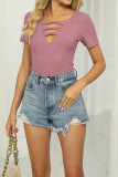 V Neck Strappy Rib Top