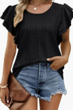 Hollow Out Pattern Tiered Sleeves Top