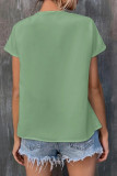 Split Collar Emboridery Floral Splicing Top