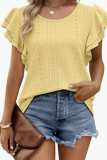 Hollow Out Pattern Tiered Sleeves Top