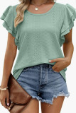 Hollow Out Pattern Tiered Sleeves Top