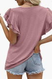 Hollow Out Pattern Tiered Sleeves Top