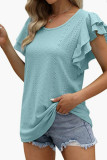 Hollow Out Pattern Tiered Sleeves Top