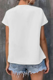 Split Collar Emboridery Floral Splicing Top