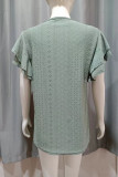 Eyelet Pattern Ruffles Sleeves Top