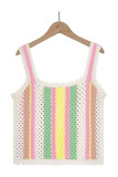 Button Down Multicolor Striped Knit Cami Top