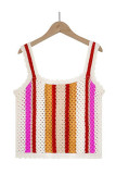 Button Down Multicolor Striped Knit Cami Top
