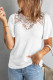 White Crochet Splicing Flutter Sleeve Top