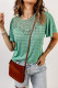 Green Crochet Splicing Flutter Sleeve Top