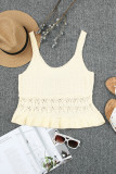 White Crochet Knit Tank with Ruffle