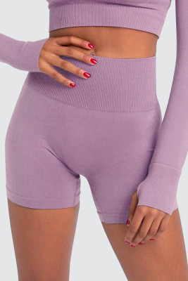 Plain High Waist Seamless Work Out Shorts