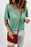 Green Crochet Splicing Flutter Sleeve Top