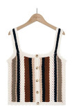 Button Down Multicolor Striped Knit Cami Top