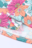 Multicolor Floral Print Tie Back Short Sleeve Dress