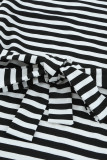 Black Stripes Ruffle Short Dress