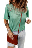 Green Crochet Splicing Flutter Sleeve Top