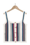 Button Down Multicolor Striped Knit Cami Top