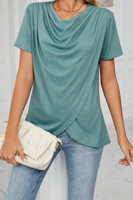 Plain Surplice Wrap SHort Sleeves Top