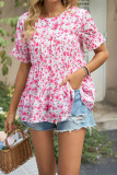 Ruffle Sleeves Splicing FLoral Blouse