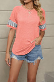Stripes Splicing Short Sleeves Top