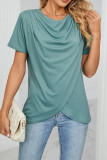 Plain Surplice Wrap SHort Sleeves Top