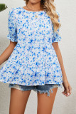 Ruffle Sleeves Splicing FLoral Blouse