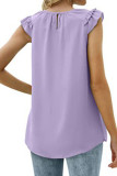 Sleeveless Pleated Printing Ruffle Top