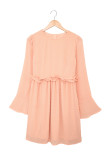 Swiss Dot Ruffled Bell Sleeve High Waist Mini Dress
