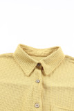 Khaki Waffle Knit Pocketed Button Up Shirt