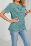 Plain Surplice Wrap SHort Sleeves Top