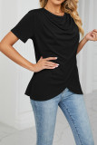 Plain Surplice Wrap SHort Sleeves Top