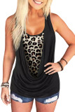 Black Leopard Ruched Fake Two-piece Tank