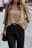 Plain Button Cuff Puffy Blouse