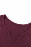 Wine Red Split Neck Drawstring Waist Sleeveless Jumpsuit