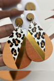 Color Block Splicing Leopard Water Drop Earrings MOQ 5pcs