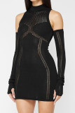 Cold Shoulder Knitting Mini Dress