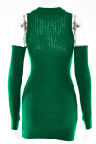 Cold Shoulder Knitting Mini Dress