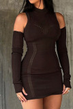 Cold Shoulder Knitting Mini Dress