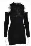 Cold Shoulder Knitting Mini Dress